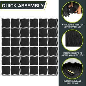 ProsourceFit Exercise Puzzle Mat EVA Foam Interlocking Tiles Black -NEW OPEN BOX